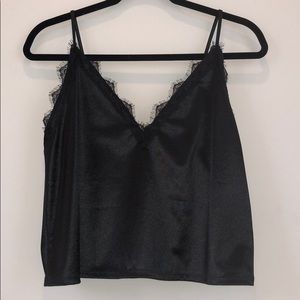Small black Leith lace trim top
